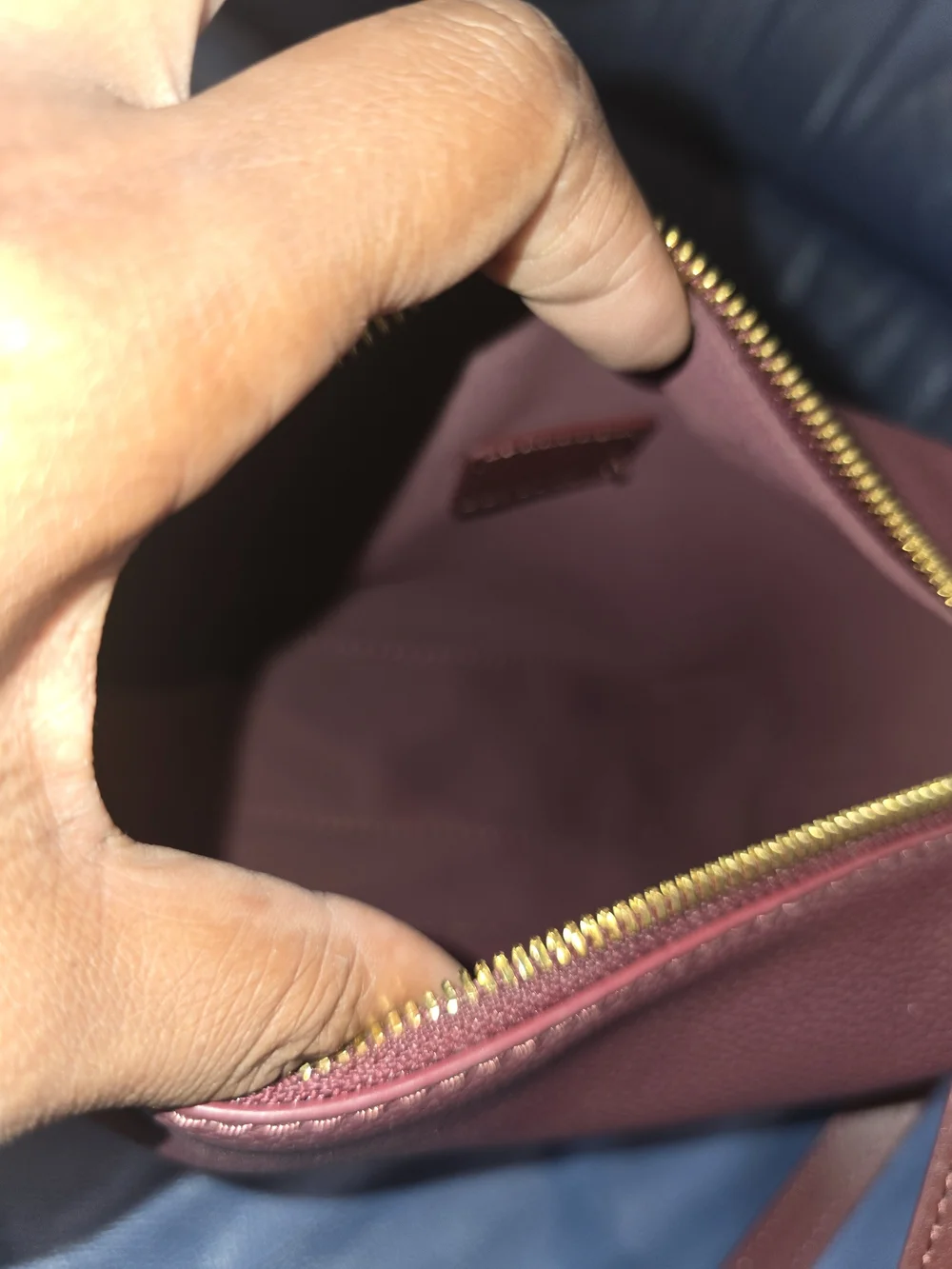 Louis Vuitton Burgundy Leather Cosmetic Pouch with Gold-Tone Zipper